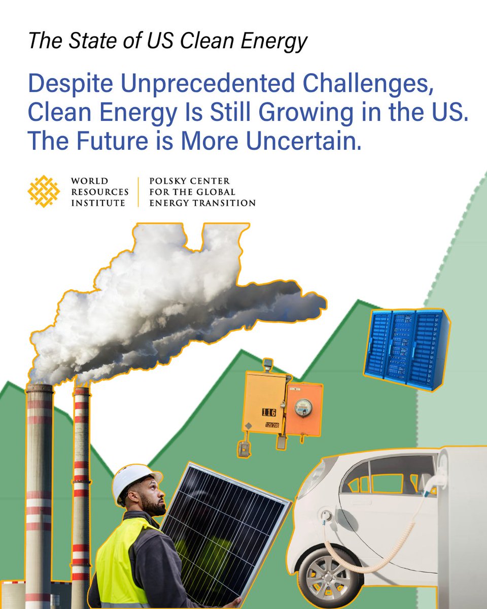 WorldResources's tweet image. 2025 was a whiplash year for the US energy landscape. While #CleanEnergy deployment held strong, the future is less certain. 

Our new article dives into the state of the country’s energy transition, unpacking where we are and where we’re headed.  

👉  go.wri.org/state-clean-en…