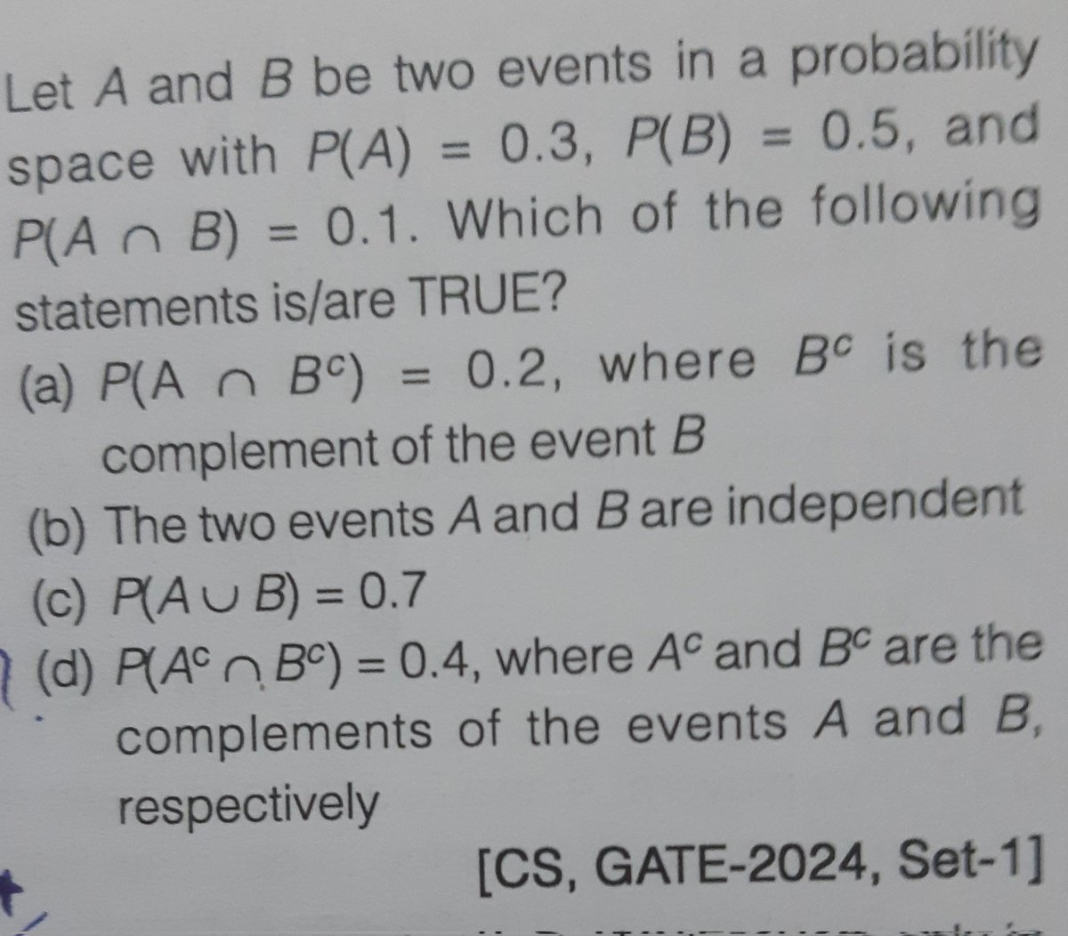 choudhary_h1's tweet photo. Day 10 of #GATECSE2027 prep 🚀

Practiced Probability PYQs today.

📌 2 questions in image
Drop answers below 👇

📝 Need notes? Comment.
#GATECSE #PYQPractice #EngineeringMaths https://t.co/Y7QugYimeU