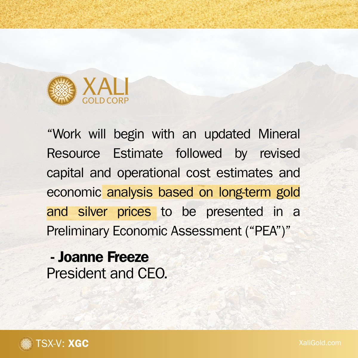 Xali Gold Corp (TSXV: $XGC.V, OTCQB: $CGDXF) tweet media