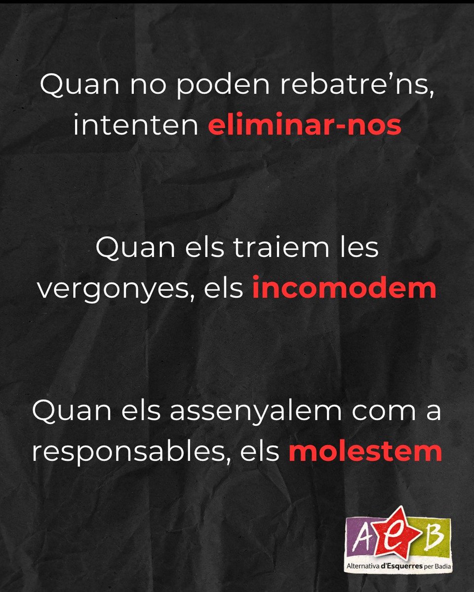 Seguirem parlant, assenyalant, denunciant. Seguirem lluitant pels veïns i veïnes de Badia.

Ens volen fer callar... No ho aconseguiran!