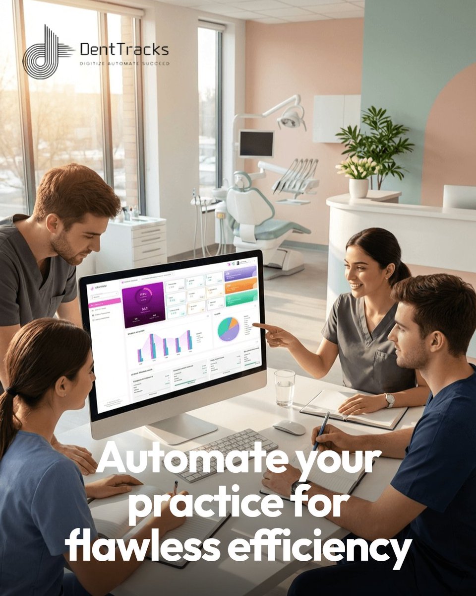 techemup's tweet photo. AI-powered platforms like DentTracks automate scheduling, billing, and claims while providing real-time insights. This reduces errors, saves time, and boosts profitability — all while improving patient care and staff productivity. #DentTracks https://t.co/MIVhx7VQbC