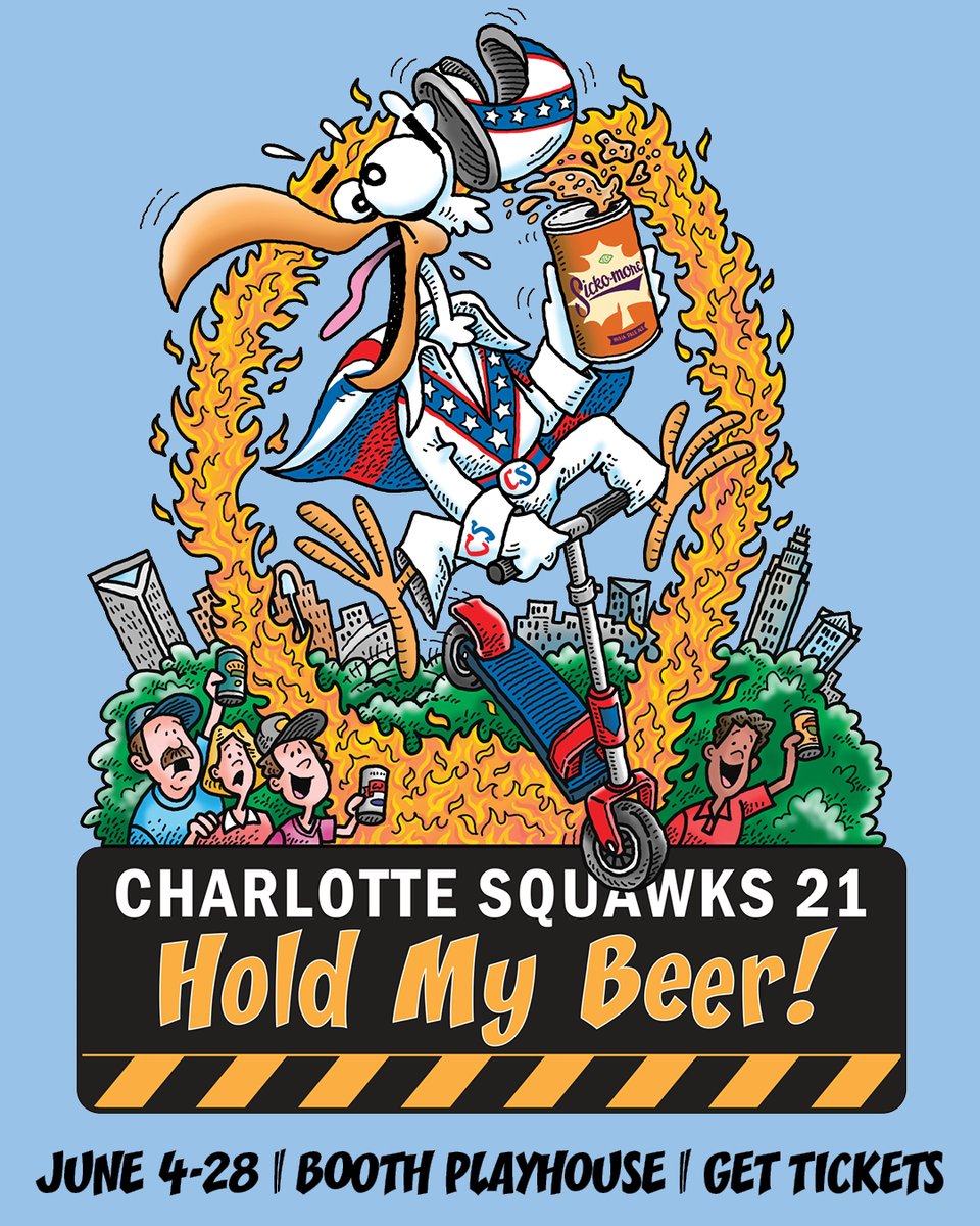 BlumenthalArts's tweet photo. They’re baaaaaack… 🐔

We’re so excited to announce @CltSquawks 21: Hold My Beer is taking over our Booth Playhouse June 4 – 28!

For 20 years, Squawks has been taking down Charlotte through jokes, satire, and parodies of your favorite songs, leaving audiences in stitches - sometimes, needing stitches!

You have PRIORITY ACCESS to tickets NOW before they go on sale to the public tomorrow (4/10) at 10am!

Grab your tickets before the jokes are on you! Visit: https://t.co/V8cSFgdBst