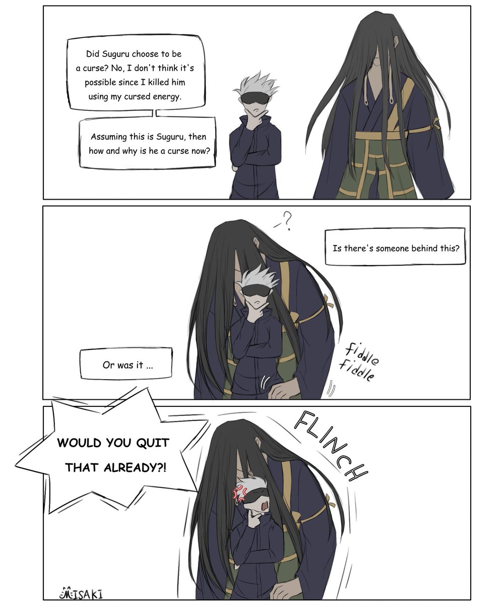 Misastew's tweet photo. Part 3 of cursed spirit Geto AU

(Read from right to left)

#gego #夏五 https://t.co/YM9Ch53K8E