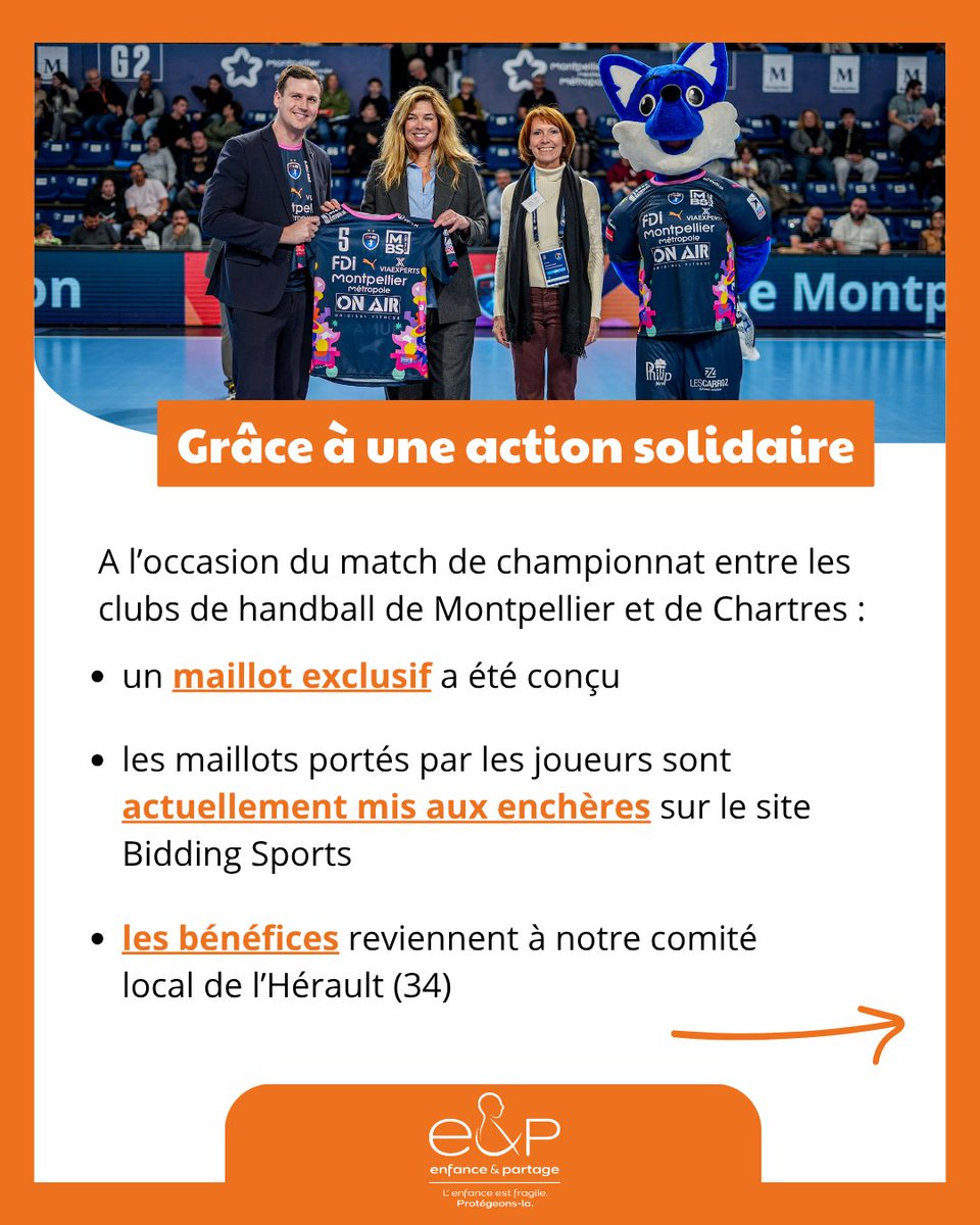 EnfPartage's tweet photo. 🏐 Plus que quelques jours !
#Maillots portés + objets « Libère-toi » aux enchères au profit d’#EnfanceEtPartage (Hérault)
⏳ Jusqu’au 11/04
💛 Soutenez nos #actions ici https://t.co/adbTJZNMAZ
@mhbofficiel
#Solidarité #MontpellierHandball #BiddingSport https://t.co/00TzzTFK3f