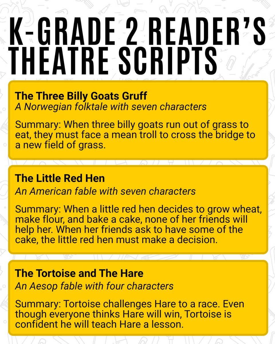 IAReading's tweet photo. Reader’s theatre provides students an opportunity to practice their oral fluency skills. Visit our website to download free scripts, categorized by grade level and complete with vocabulary and idiom lists. https://t.co/bLWFTEPDEo https://t.co/fSZHIlUZ00