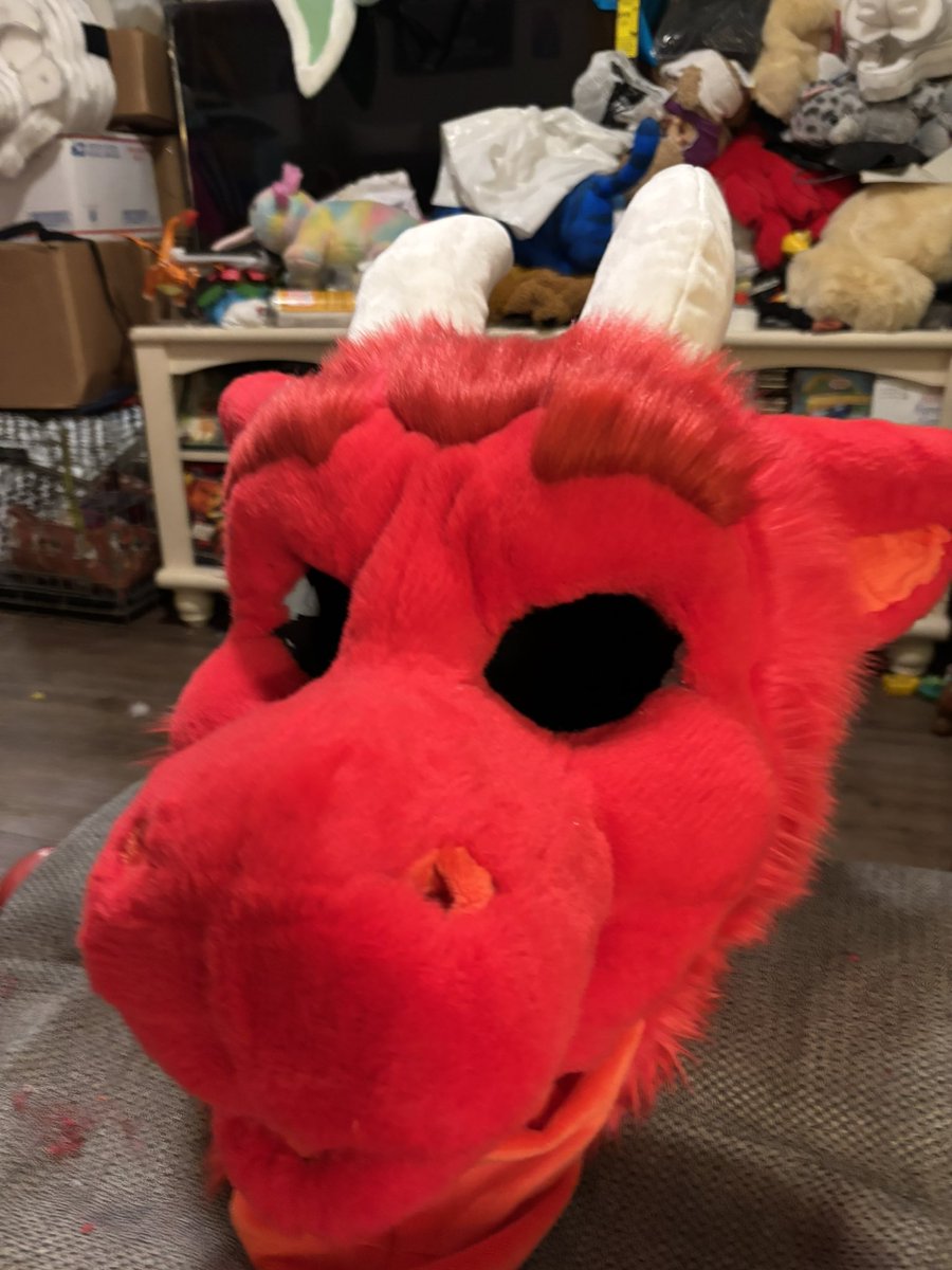 FlamingoFancyFS's tweet photo. Clay is nearly done! Got him mostly all glued up and sewn. Now I just have to do the final shave and then add the eyes. Just need to sew up the back of the head and the liner. And then he will be done and heading home!  #furry #furryfandom #fursuit #fursuitmaker #fursuitmaking https://t.co/EqU7wE205P