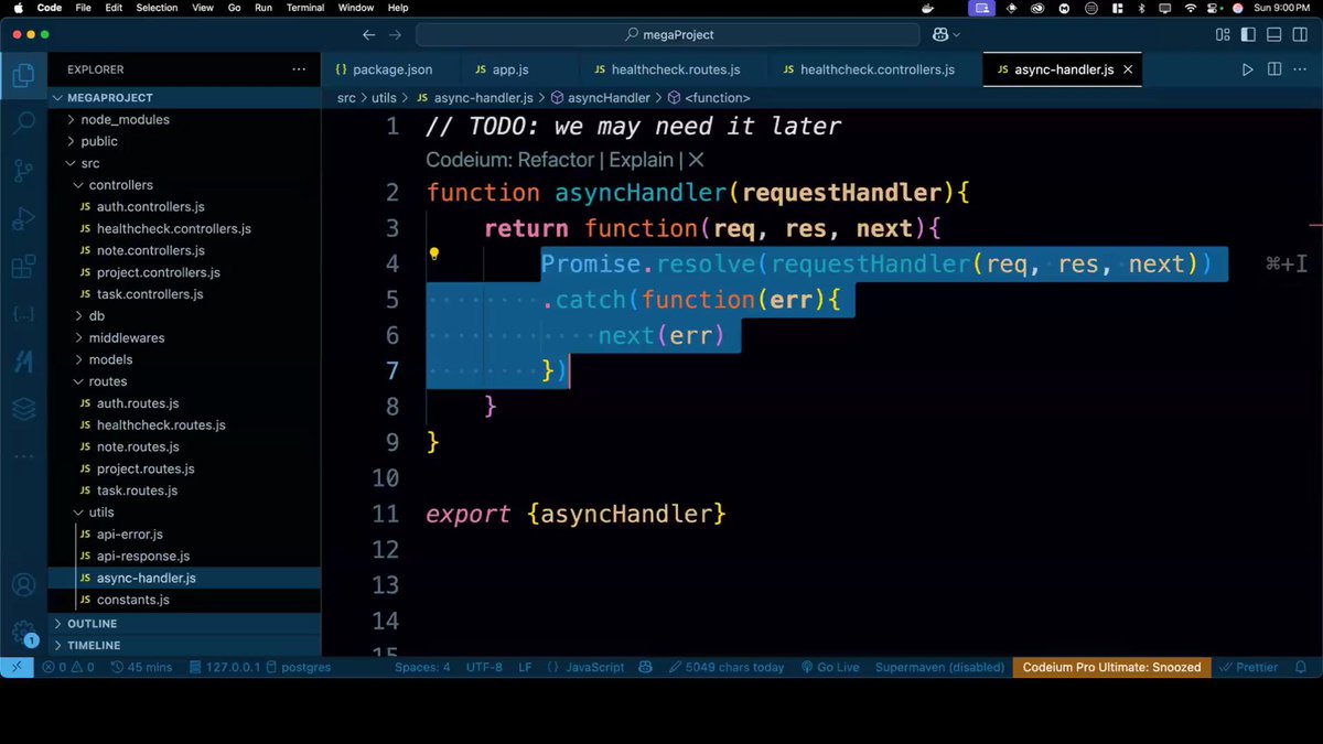 sahillpannu's tweet image. Wrapping async errors like a pro ⚡️
Clean, reusable, and no more try-catch clutter in every route. #NodeJS #Express #CleanCode
