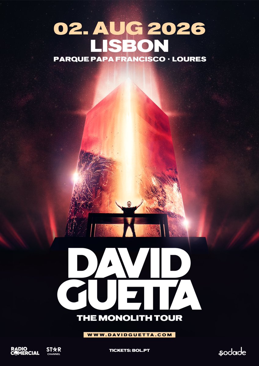 The Monolith Tour is coming to Lisbon, Portugal 🇵🇹
Get your tickets now : davidguetta.boltickets.pt
See you in August💥