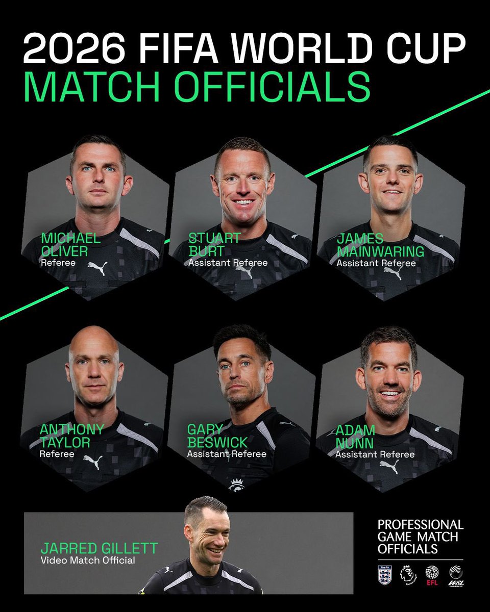 FA_PGMOL's tweet image. Two on-field teams and a VAR selected for football’s biggest stage 🌍

An outstanding achievement and a proud moment as seven of our match officials prepare for the FIFA World Cup 2026 👏