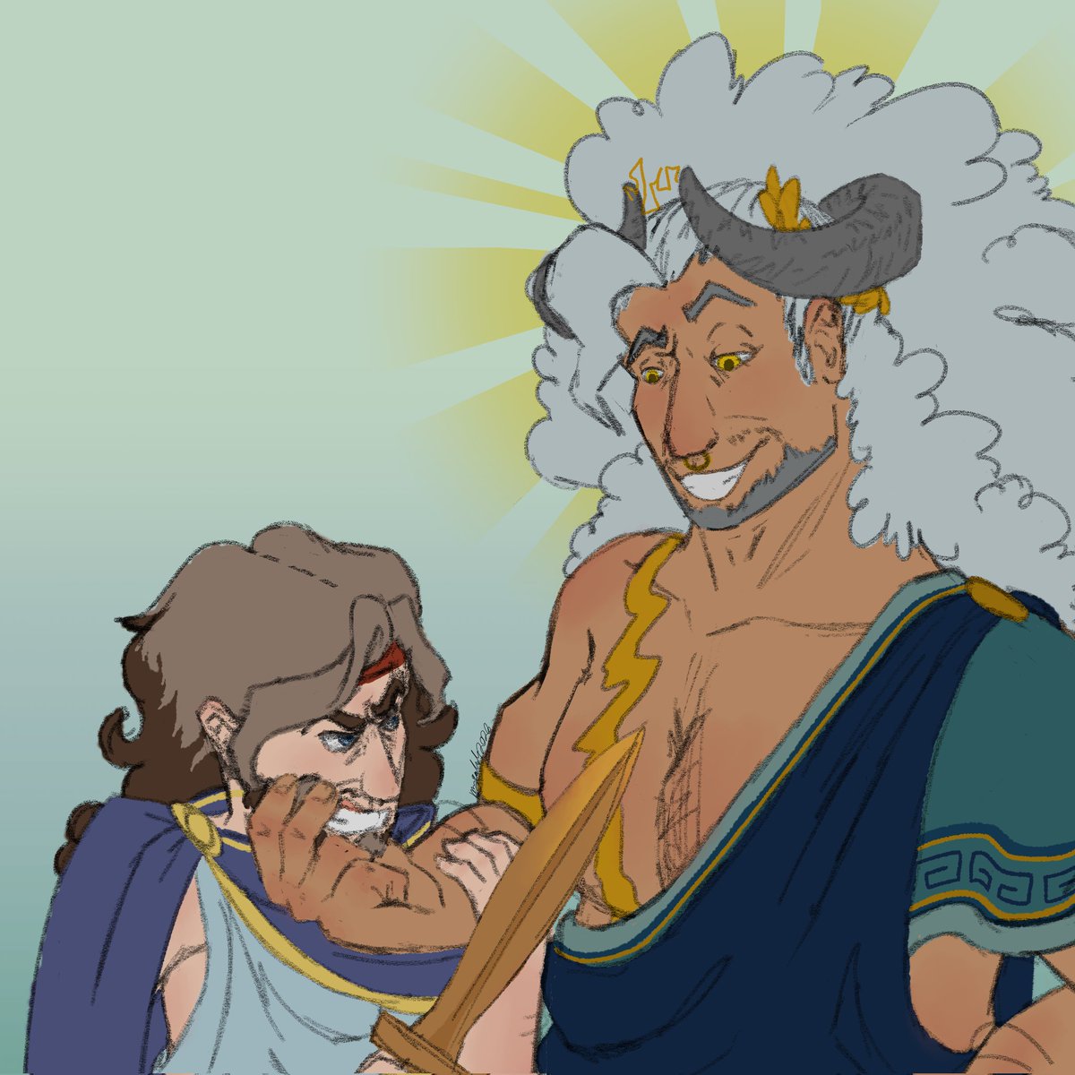 MistressKepier's tweet photo. I just had to draw Zeus again since I designed him and ugh he's so pretty and smug and I love him

I'm getting better at faces, they only fought me a 🤏

#Zeus #Odysseus #epic #Epicthemusical #fanart https://t.co/ppv4umnxQS