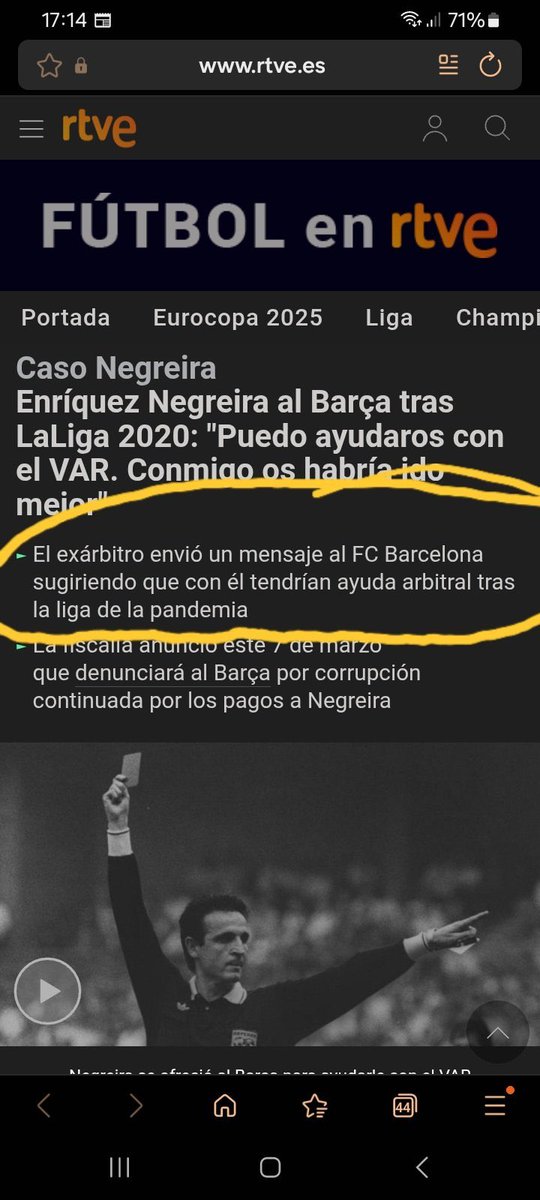 Hola <a href="/tonifreixa/">Toni Freixa</a> en la queja que tu equipo <a href="/FCBarcelona/">FC Barcelona</a> presentará a la <a href="/UEFAcom/">UEFA.com</a> también puede adjuntar esto. 
Y claro, recordar que pagaron al jefe de los árbitros durante 17 años, adulterando la competición durante todo ese tiempo.