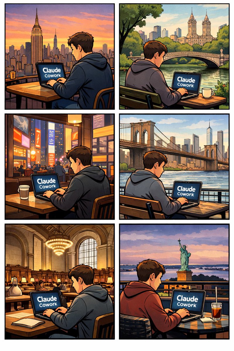 “Coworking from diff spots around the city”