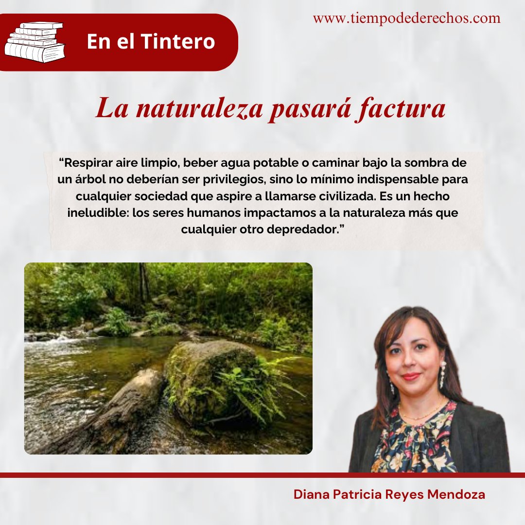 Tiempo_derechos's tweet photo. #EnelTintero | Abril 2026

“Es un hecho ineludible: los seres humanos impactamos a la naturaleza más que cualquier otro depredador. Desde luego, cada persona —desde su propia trinchera— puede hacer pequeños o grandes cambios.”

@PRM_DIANA  para #TiempodeDerechos

Suscripciones al:
☎️ 55 5202 1990
💻 https://t.co/i25U8e4DM2
🟡 Consíguela en @solosanborns