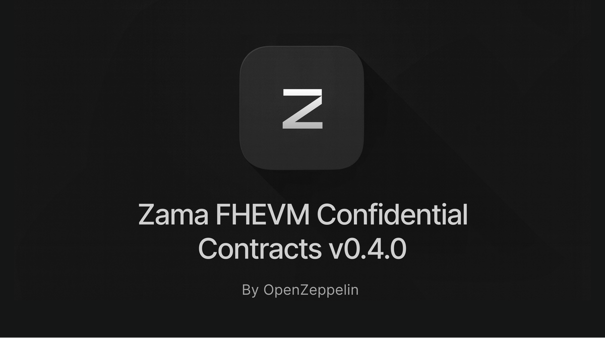 OpenZeppelin's tweet photo. Our FHE library continues to evolve 🔐

v0.4 of OpenZeppelin x @zama Confidential Contracts is here.

This version ships BatcherConfidential: private, aggregate routing between confidential tokens and non-confidential swaps. https://t.co/9EIPujIMOy