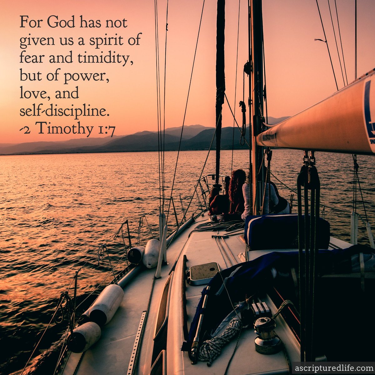 For God has not given us a spirit of fear and timidity, but of power, love, and self-discipline.
2 Timothy 1:7