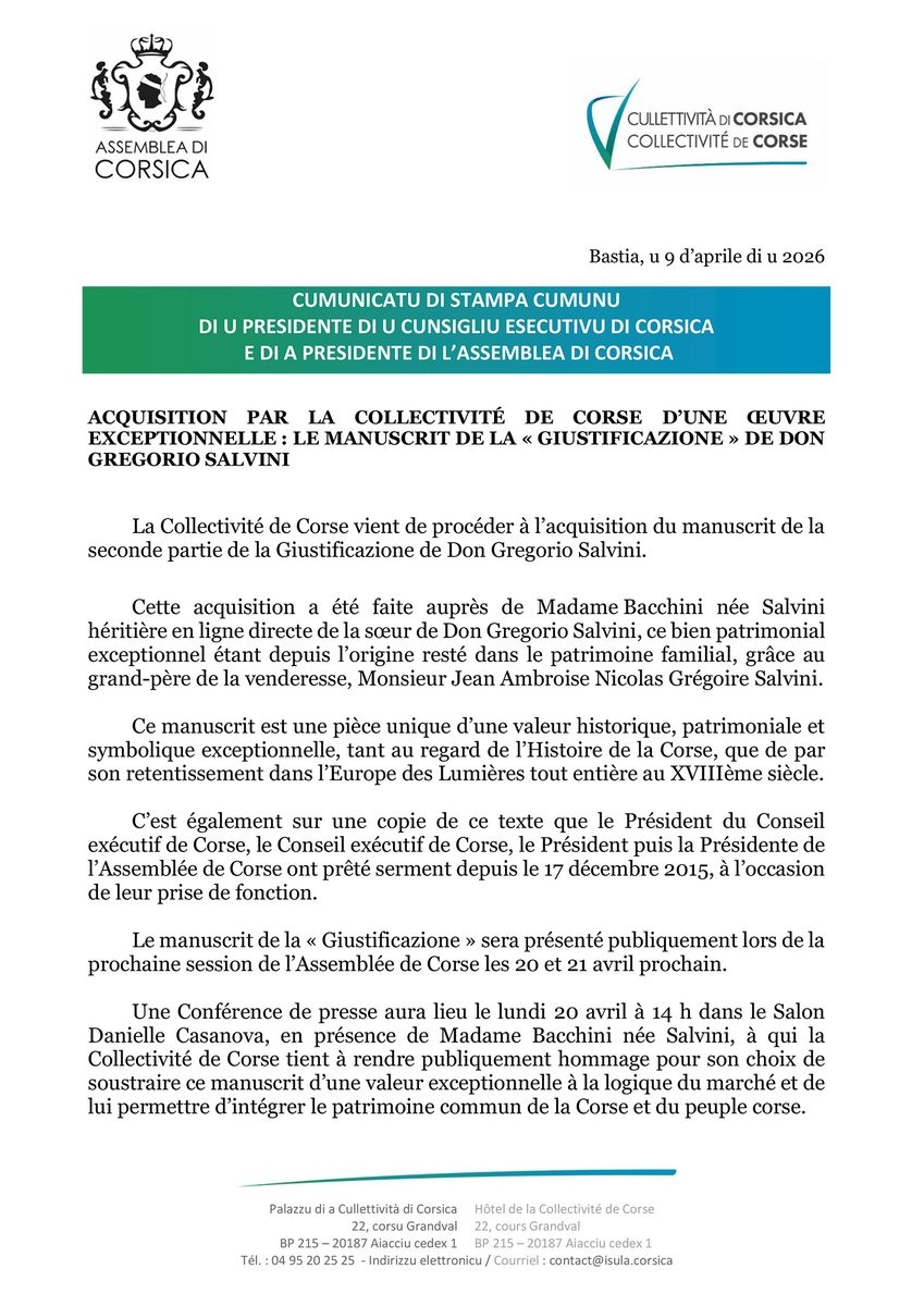 Cullettività di Corsica - Collectivité de Corse tweet media