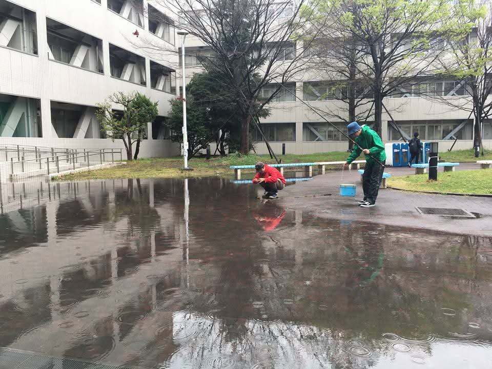 mister_meidai's tweet photo. 大雨のあとは、名古屋大学の全学教育棟前がこうなることがあります。 https://t.co/GVwTREHxCY