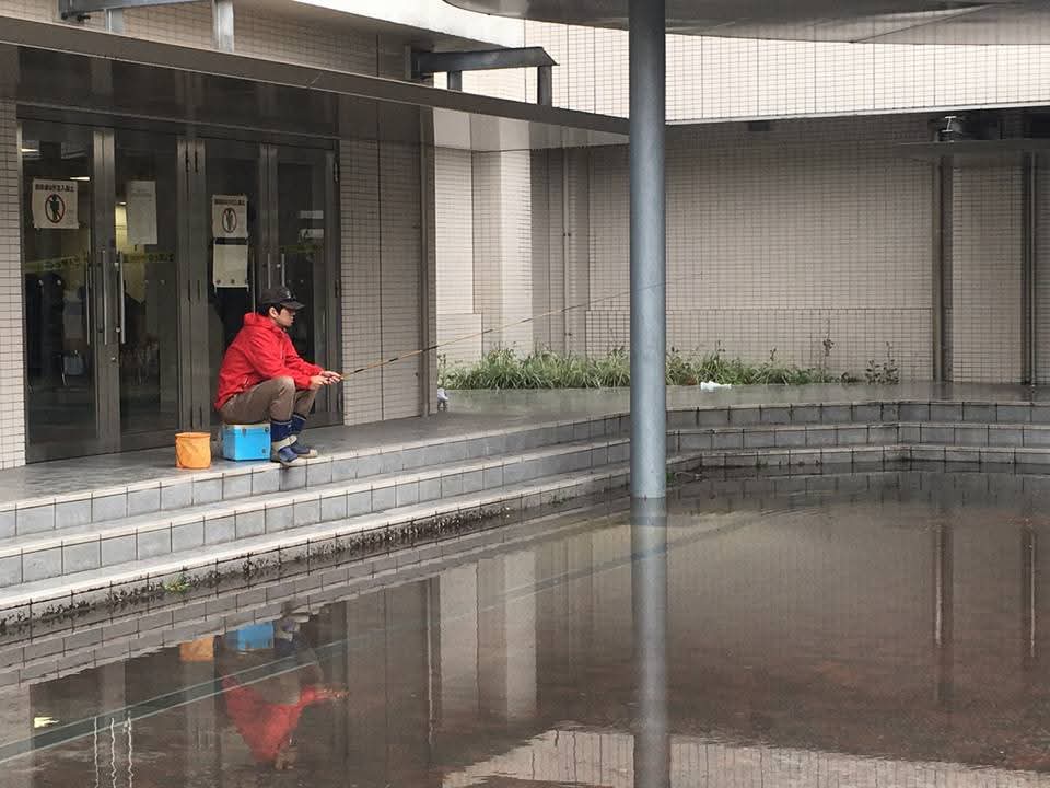 mister_meidai's tweet photo. 大雨のあとは、名古屋大学の全学教育棟前がこうなることがあります。 https://t.co/GVwTREHxCY