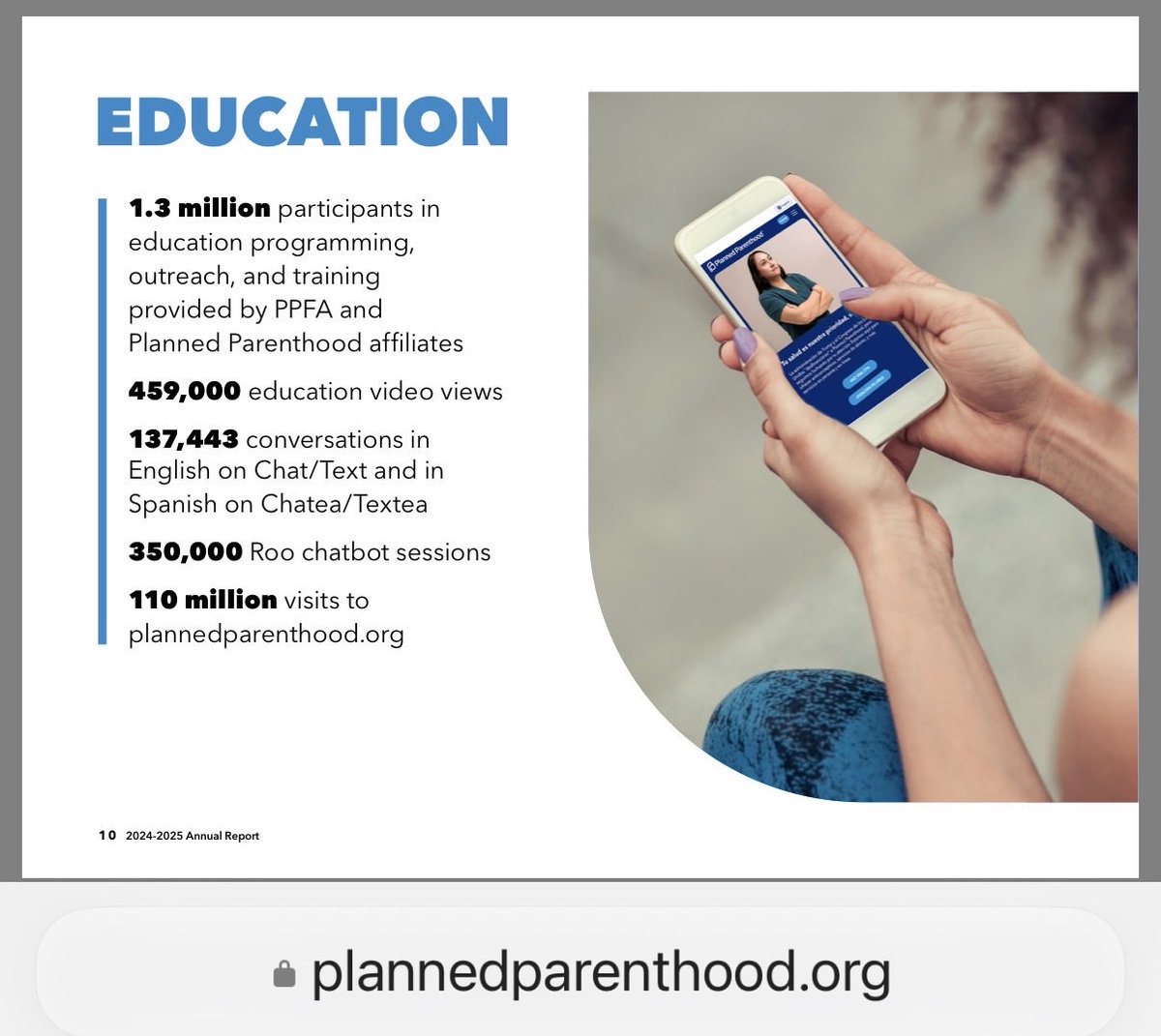 debbietxag's tweet photo. Sex Education is a Marketing Expense for Planned Parenthood. The latest investment is $70M according to the 2024-2025 Annual Report. https://t.co/4y0ppAdEHi