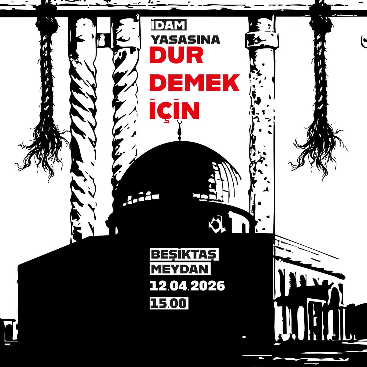 12.000 Filistinli esirin toplu katline sebep olacak idam yasasına tepkimizi göstermek için Üniversite Öğrencileri olarak 12 Nisan Pazar günü saat 15.00'te Beşiktaş'ta toplanıyoruz. Sen de bu zulme göz yumma, savaş suçuna sessiz kalma!

🗓️ 12.04.2026 | Pazar
🕒 15.00
📍 Beşiktaş