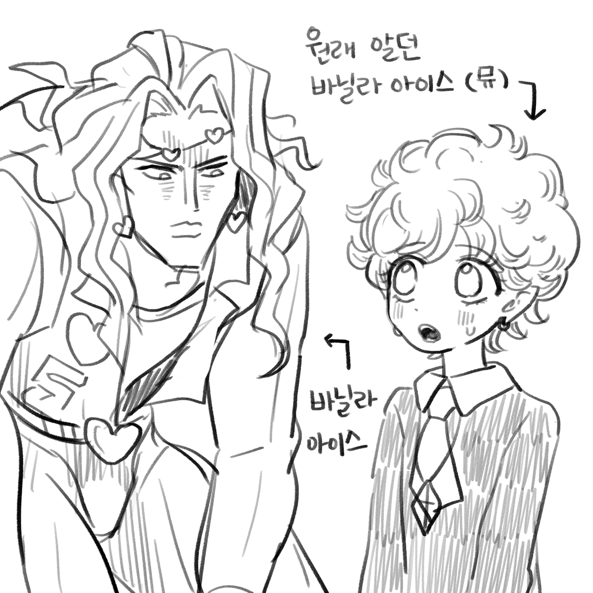이전에 죠죠 캐릭터 이름이랑 특징, 요소만 듣고 그려보기 같은 썰은 본 적이 있어서 이미 알고 있던 캐릭터지만 알고 봐도 경악스러운 친구였음 