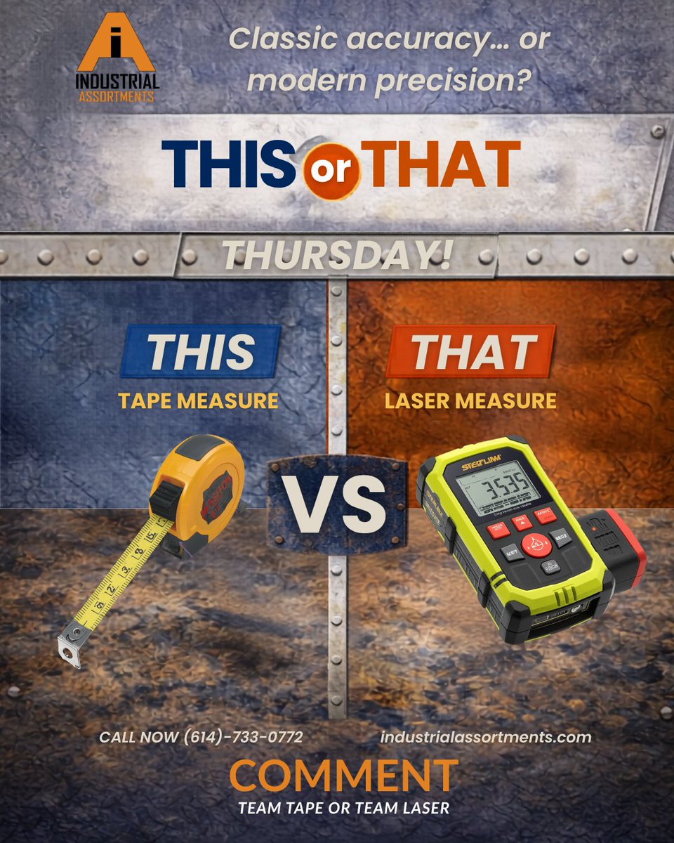 IndAssortments's tweet image. Old school or next gen? 👀

📏 Tape Measure = dependable, always ready
🔴 Laser Measure = quick, precise, no guesswork
Both get the job done… but what’s YOUR go-to?

👇 Comment below
#TeamTape or #TeamLaser

#ToolsOfTheTrade #ContractorLife #Jobsite #ToolDebate #MeasureUp