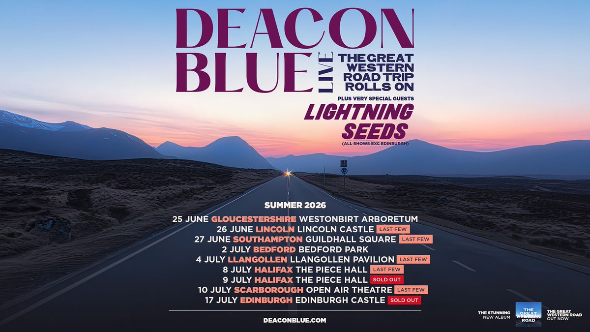 deaconbluemusic's tweet photo. Summer’s getting closer… and so are those summer nights with you. ☀️

We’ll be joined by the brilliant Lightning Seeds at all dates, with the exception of Edinburgh, where support will come from Admiral Fallow.  

Tickets available here: https://t.co/IPAKWkItjx https://t.co/WXdqkjCPNP