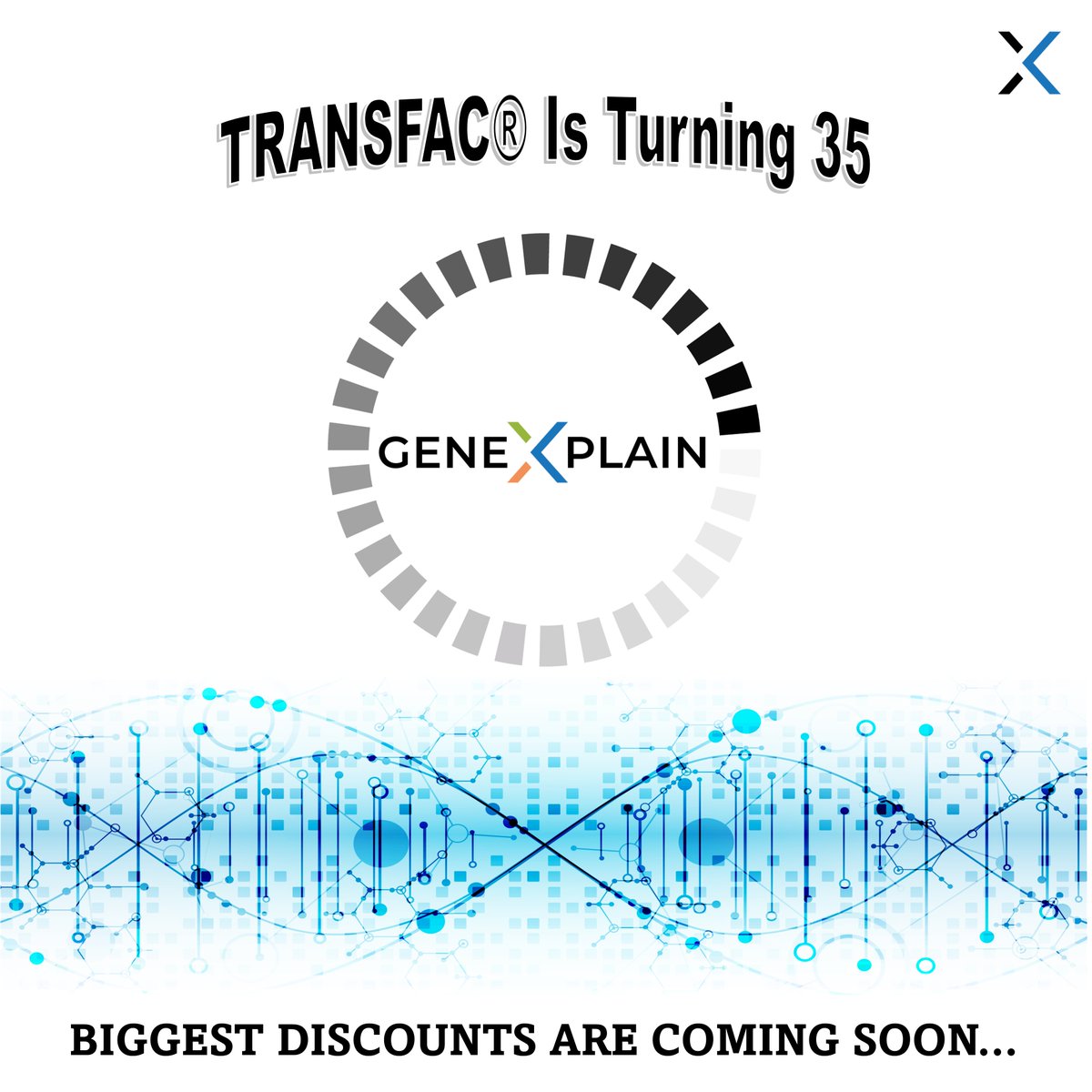 geneXplain's tweet photo. Next week, TRANSFAC® turns 35. To honour the community that made this possible, GeneXplain is launching the most significant offer in the history of the database.
Subscribe to our Newsletter Here: https://t.co/KFVasEJ6vs
#GeneRegulation #Bioinformatics #ResearchGrant #biotech https://t.co/MrOtjRs3j7