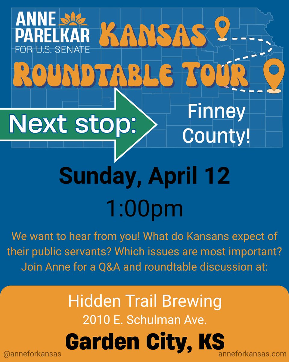 AnneforKansas's tweet photo. We'll be in #GardenCity this Sunday for another roundtable! Hope to see you there! Doesn't matter what party you are, bring a friend, come say hi, and let's talk about what we can do to make this government work for We the People. #AnneForKansas

https://t.co/HeUksrqjLc https://t.co/ExzwnULfQq