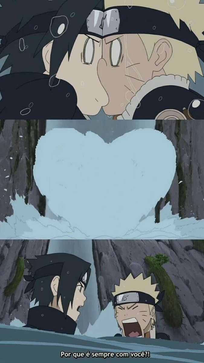 Darkgatinhos's tweet photo. Eles se beijam sem motivo nenhum, forma um coração na água e o Naruto ainda fala "pq tem q ser sempre c vc"? E vcs juram pra mim a eles são apenas amigos? https://t.co/Gf37wZGpw9