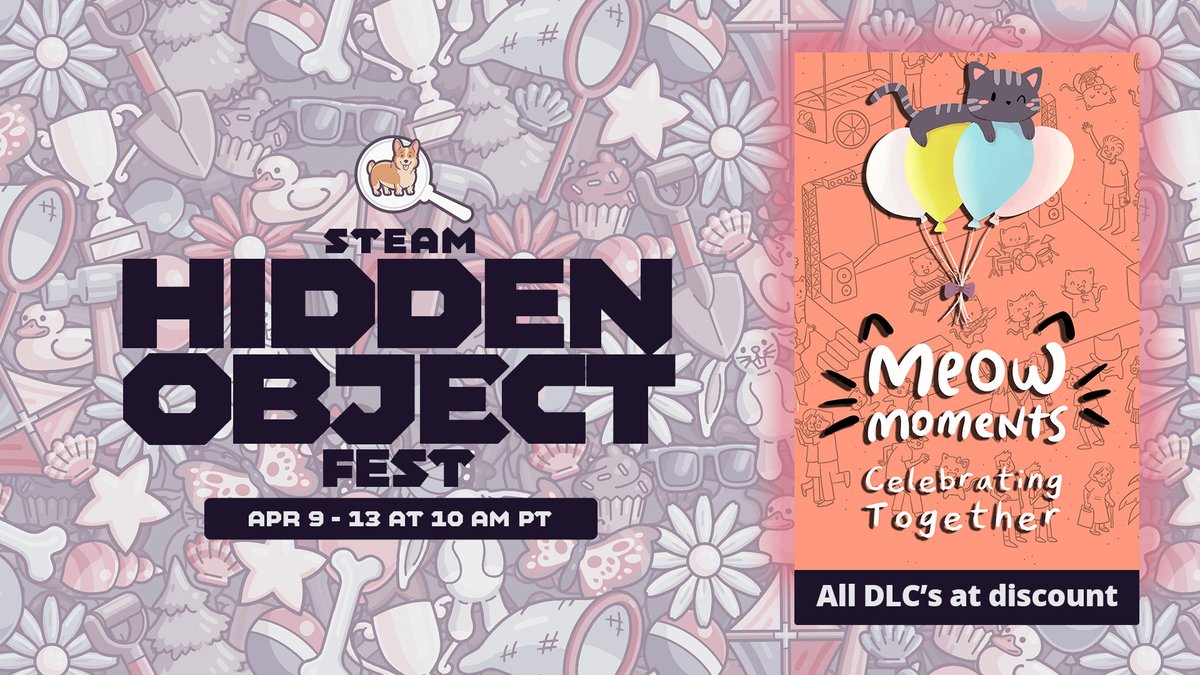 MensSanaGames's tweet photo. Get your eyeballs ready! 👁️🐾
Meow Moments: Celebrating Together is in the #SteamHiddenObjectFest!
❄️ The Winter Resort DLC is out now!
💰 All DLCs on sale! 
🎁 Save even more with the DLC Bundle.
Relax, take your time, and find all the hidden cats!
https://t.co/E8X4ZeiH0E https://t.co/iMo5E1Gvmf