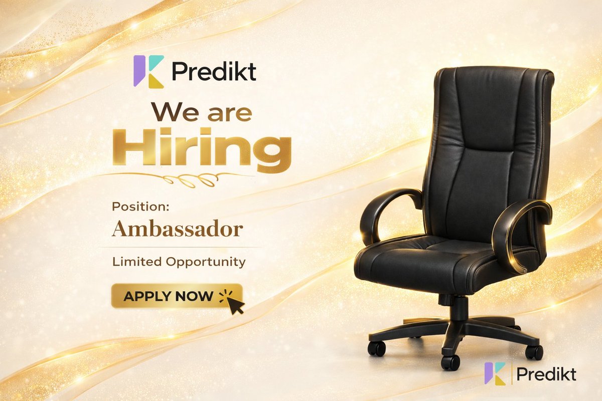 Crystal3Dao's tweet photo. 🚨 Predikt Ambassador Program is now officially live!

Whether you’re a trader, educator, or content creator, this is your chance to step in, add value and be recognized for it.

Grow with Predikt and earn rewards for your impact.

Limited opportunity, get in now!

Apply now 👇 https://t.co/DVxWh0alBP