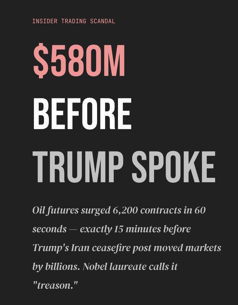SreeGuruS2's tweet photo. This is what happens when a business man becomes president.

#InsiderTrading #TrumpScandal #OilMarket #WallStreet #IranWar https://t.co/QyDstmXv1S
