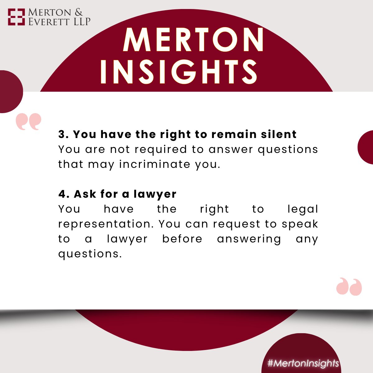 MertonEverett's tweet image. The law in Ghana is clear. You have rights from the very second you are arrested. The problem is, if you don’t know them, you can’t use them. Swipe to learn more. #KnowYourRights #LegalTips #GhanaLaw #ArrestRights #CriminalLaw#LegalEducation