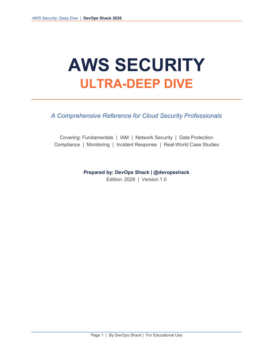 Anastasis_King's tweet photo. 🔐 AWS Security: Ultra-Deep Dive

Cloud security is no longer optional — it is a core part of every modern infrastructure.

This post explores the essential pillars every cloud and DevOps professional should understand.

From IAM access control and network segmentation to data protection, monitoring, and incident response, securing cloud environments requires a layered approach.

Key focus areas include:
• IAM & least privilege access
• VPC and network security
• encryption & data protection
• compliance and logging
• threat monitoring
• incident response

As organizations continue moving critical systems to the cloud, understanding AWS security architecture is a must-have skill.

Is your cloud environment truly secure?

Comment AWS ☁️👇

#aws #cloudsecurity #cybersecurity #devops #awssecurity #devsecops
