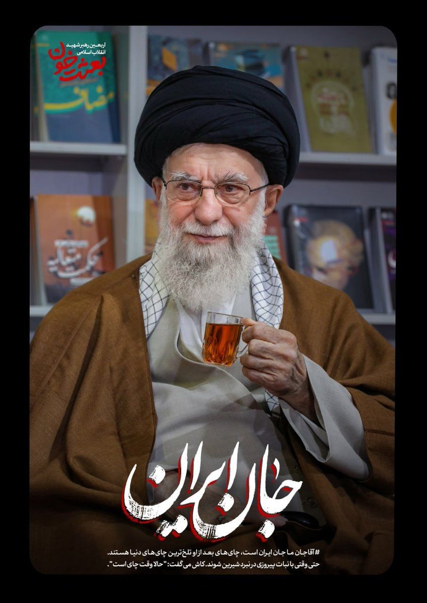 آقاجان ما، جان ایران است، چای‌های بعد از او تلخ‌ترین چای‌های دنیا هستند. حتی وقتی با نبات پیروزی در نبرد شیرین شوند. کاش می‌گفت: "حالا وقت چای است".
#شهید_ایران