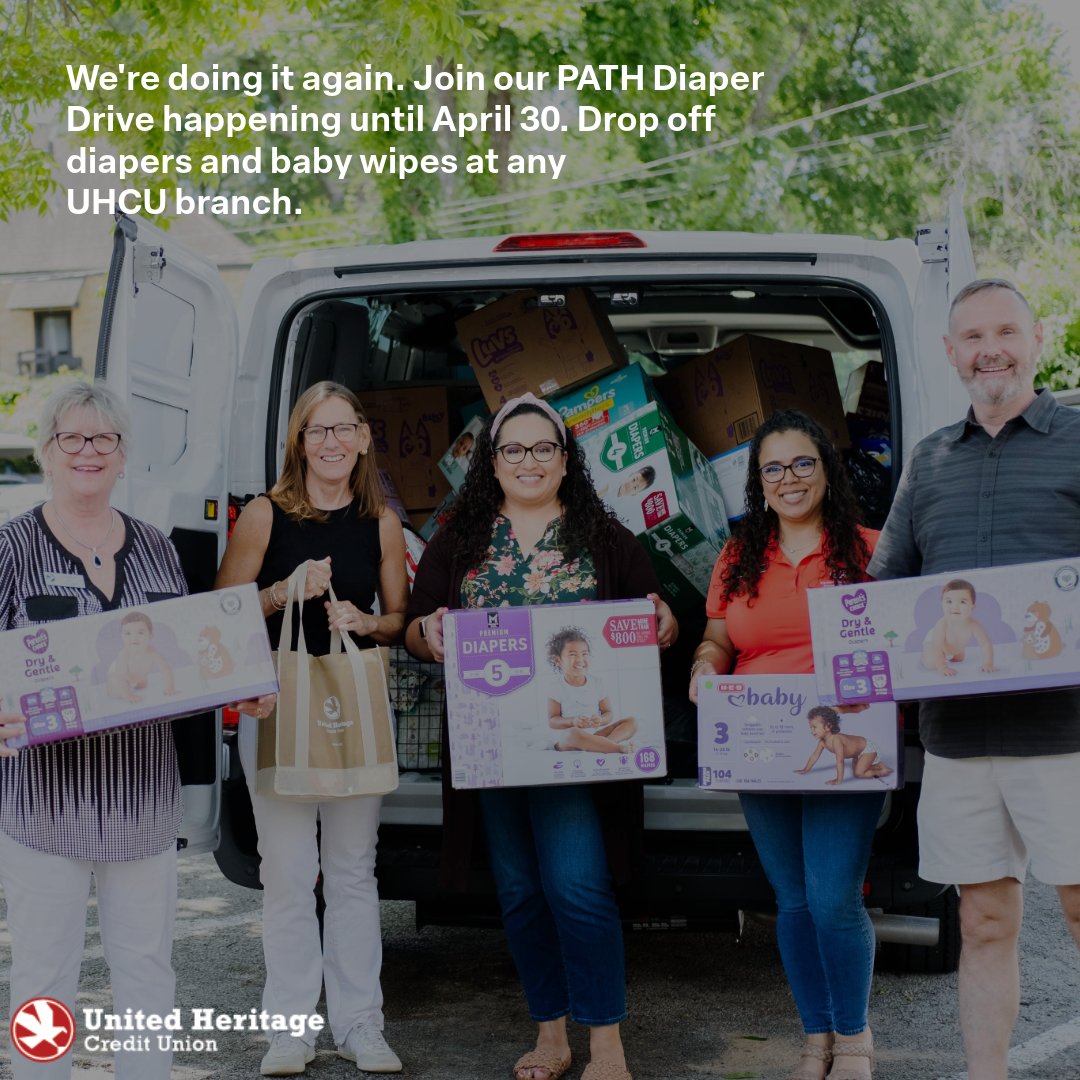 UHCU's tweet photo. #TBT to last year’s diaper drive: 15,000+ diapers and 19,000+ wipes collected for families in East Texas 💛 We’re back at it this April. 💻 Learn more here: https://t.co/ZBVddS9XLm

#diaperdrive #uhcu https://t.co/Jp9553Oi5X