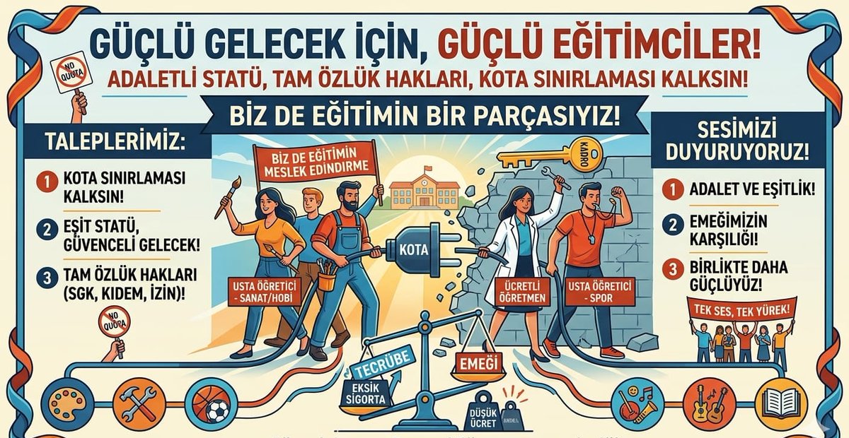 ctlk_krmt's tweet photo. Bir ülkede öğretmen sınıfta var ama sistemde yoksa,
orada büyük bir adaletsizlik vardır❗

Binlerce Usta Öğretici ve Ücretli Öğretmen görmezden geliniyor❗
@RTErdogan
@Yusuf__Tekin
@eczozgurozel
@Suat_Ozcagdas

#GörünmeyenEğitimciler
USTA EKDERSLİ OMUZ OMUZA 🚨 https://t.co/62xuhyWIHF