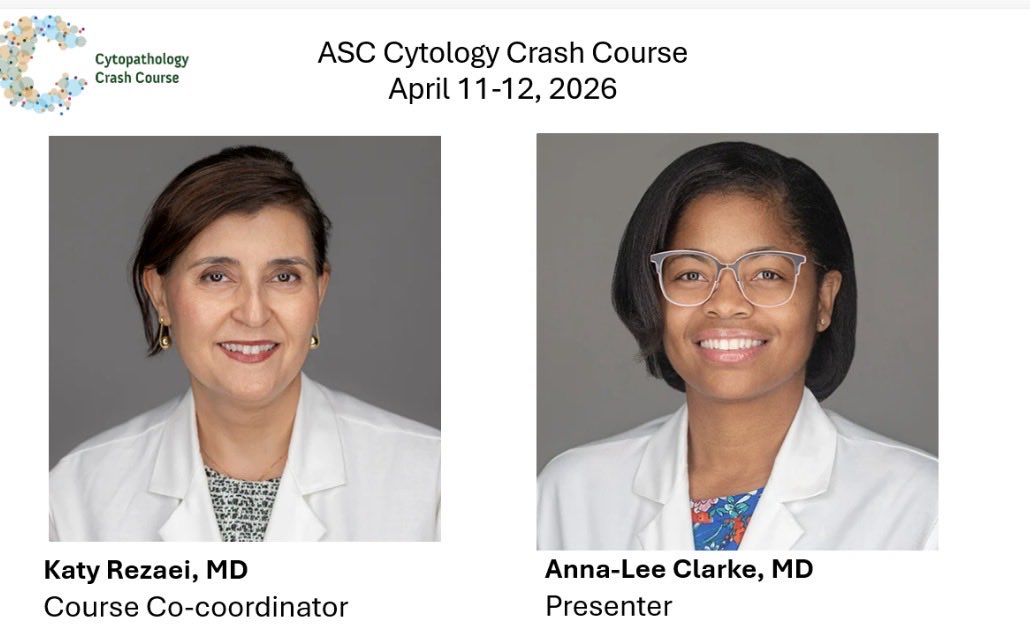 rezaesh58's tweet photo. Do not miss ASC cytology crash course by these great cytopathologists Dr. Anna-Lee Clarke and Dr. @KatyRezaei  from Moffitt Cancer Center. @MoffittNews https://t.co/zvzUtkSO2f