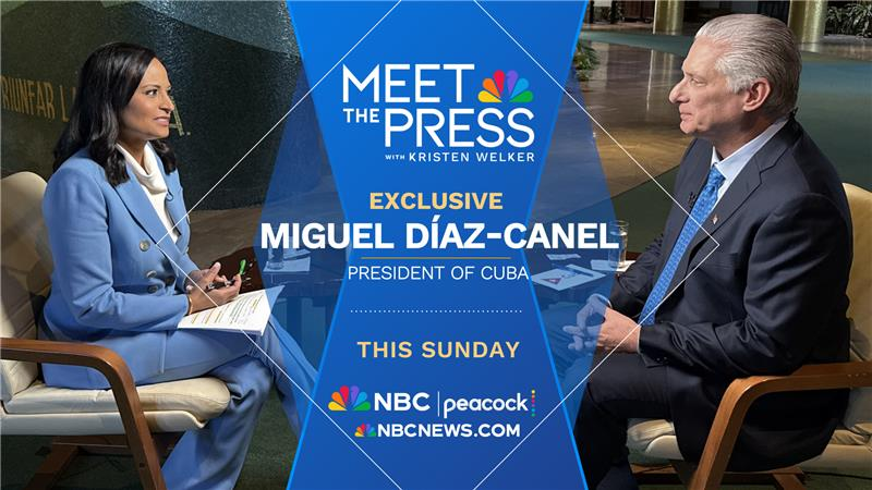 Tune in to <a href="/NBCNightlyNews/">NBC Nightly News with Tom Llamas</a>, @TODAYShow and Meet the Press NOW for exclusive looks at <a href="/kwelkernbc/">Kristen Welker</a>'s interview with Cuban President <a href="/DiazCanelB/">Miguel Díaz-Canel Bermúdez</a>. Watch the full interview this Sunday on <a href="/MeetThePress/">Meet the Press</a>.