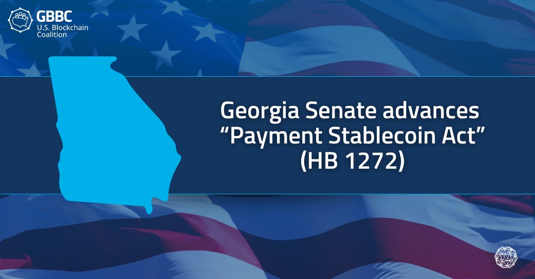 GBBC_io's tweet image. 🇺🇸 The #GeorgiaSenate has passed the “Georgia Payment Stablecoin Act” (#HB1272), signaling a clear commitment to fostering innovation, strengthening regulatory clarity, and positioning the state as a leader in #fintech and #digitalpayments.

Next up: the Governor’s desk for