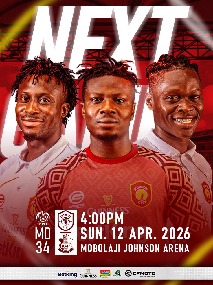 IkoroduCityFC's tweet photo. 5️⃣ games to go!

Kano Pillars visit the Arena on Sunday 🏟️ 

The lads need your support to finish strong now more than ever 😮‍💨🙌

#OgaBoys [] #WeAreIkoroduCityFC https://t.co/1STpmPDOLr