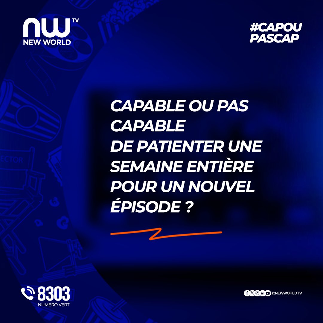 Newworldtv's tweet photo. Cap ou pas Cap 

C'est le supplice ultime, la fin d'un épisode à suspense et l'angoisse de devoir patienter 7 longs jours pour connaître la suite... 💔🎬

Vous êtes de la Team Patience  ou de la Team "Je veux tout, tout de suite" 😩 ? 

#NewWorldTVMali #CapOuPasCap #Suspense https://t.co/vdEGY5GXrS