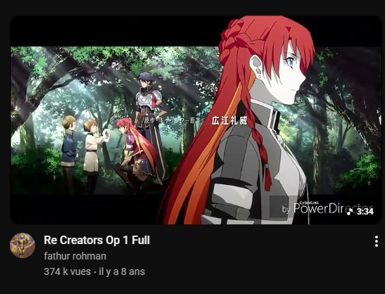 je viens d'avoir ça en recommandation youtube.... wtf ça a déjà plus de 8 ans Re:Creators ???