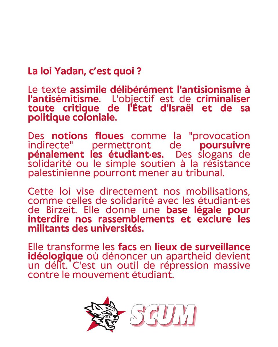scum34's tweet photo. Ce samedi 11 avril à 14h30, place de la comédie, le SCUM sera présent contre la loi Yadan qui criminalise les voix contre les crimes d'Israël notamment le génocide en Palestine ! https://t.co/wXuRQ4lULr