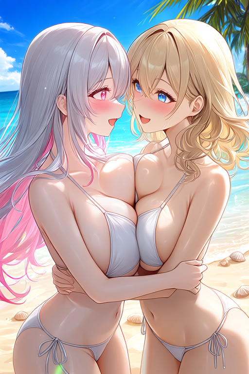 Look at these two girls hugging on the beach, super close and flirty...
Too bad both of them are already wearing their life jackets.
Nature’s built-in floaties — no drowning risk here.