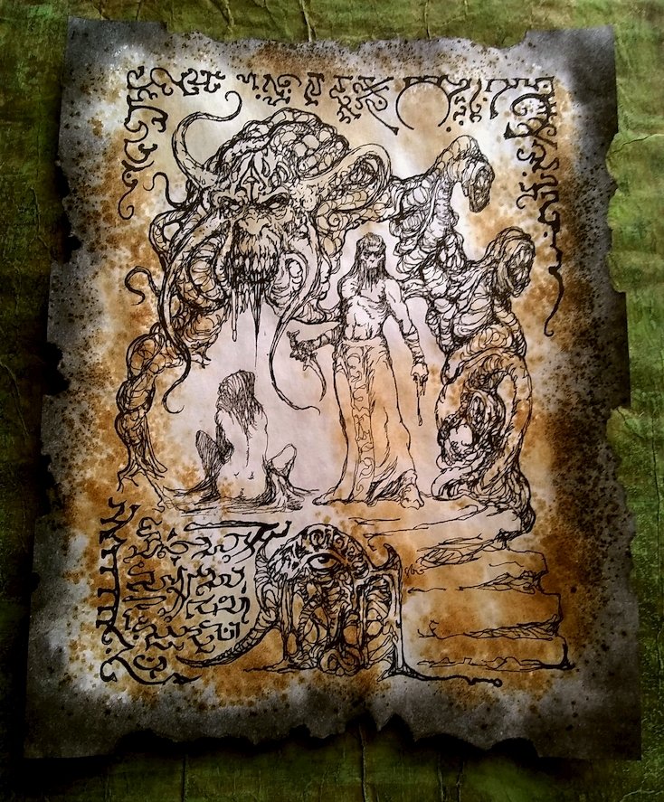 Eons before Atlantean days in the time of the world's black dawn, 
Strange were the kings and grim the deeds that the pallid moon looked on. 
When the great black cities split the stars and strange prows broke the tide,  
And smoke went up from ghastly shrines where writhing