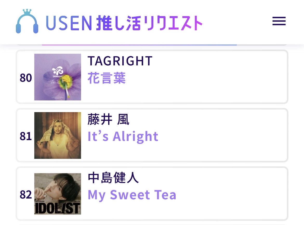 Tabiji111's tweet image. USEN 推し活リクエストで藤井 風の『It’s Alright』をリクエストしました！ 

#ItsAlright リアルタイム81位🎉
#藤井風 

usen.oshireq.com/song/6683561 #MUSICAWARDSJAPAN