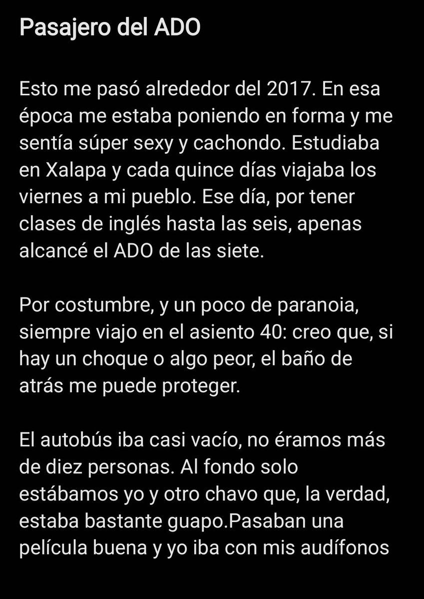 Relatosxxxver's tweet image. Pasajero del ADO 🚌🔥

Un cachondillo anónimo nos manda este relato. 🥵

¿Ustedes han hecho algo en el transporte público? 🫣

#relatogay #cruising #gay #morbo
