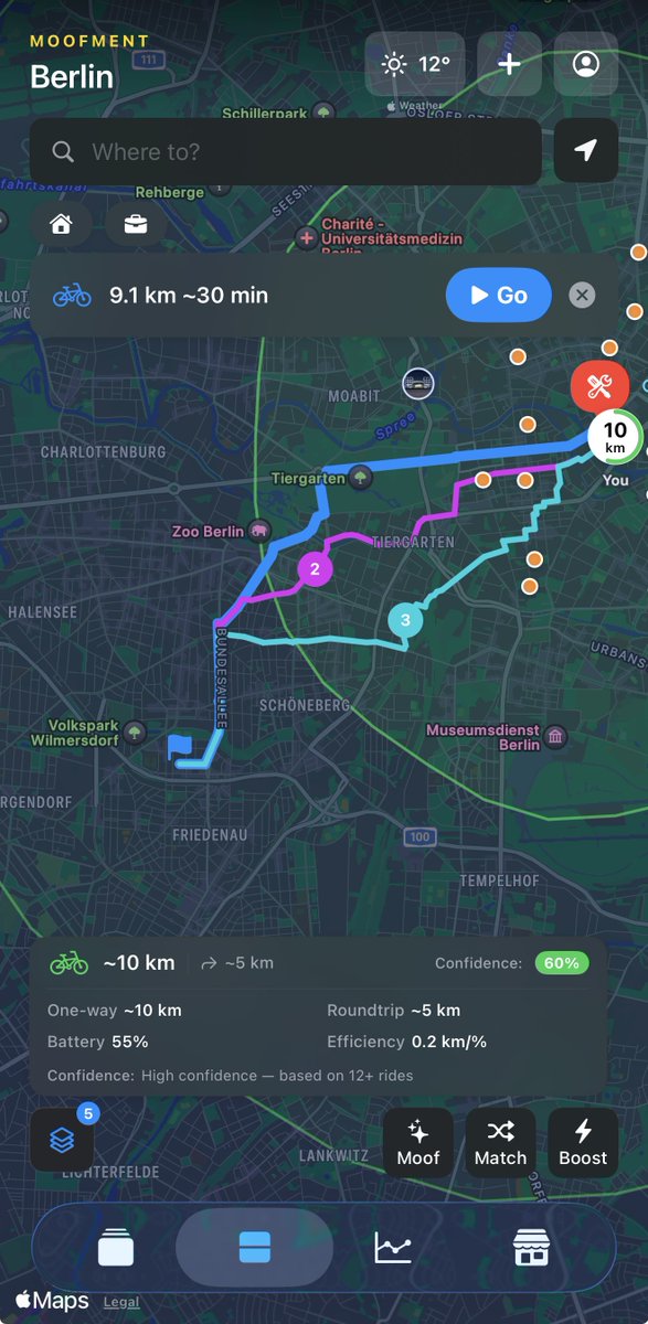 vanmooferNews's tweet photo. Moofment - for VanMoof Riders
v2.2 will be available shortly.

https://t.co/4Iwv22DNpl

- Adjustable auto-unlock proximity
- Route planning with alternatives on the map
- Better navigation ETA and range calculation
- Customize views; order, hide, minimize, extend cards https://t.co/sazwnIZRvd